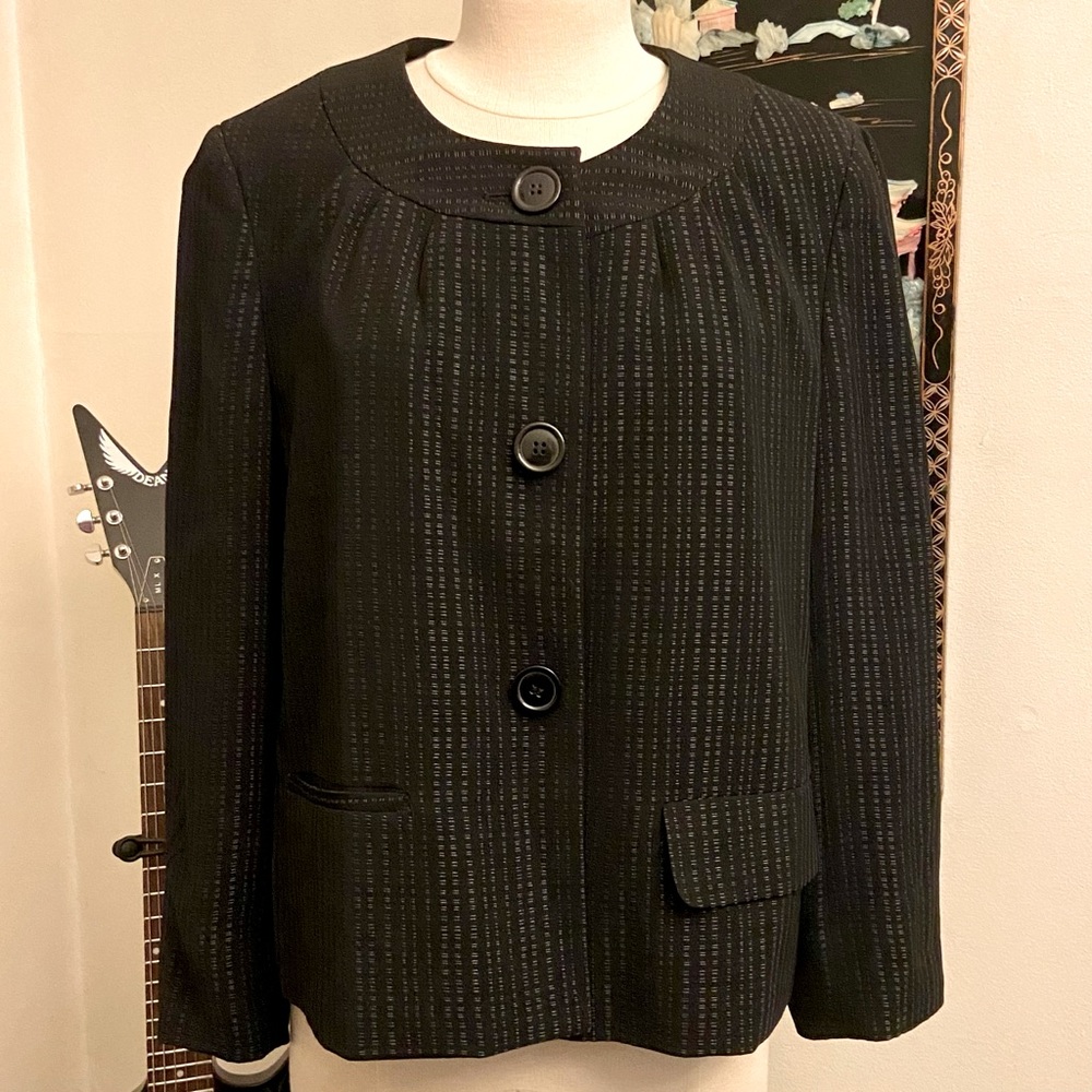 Josephine Chaus Black with Silver Blazer. Size 8.